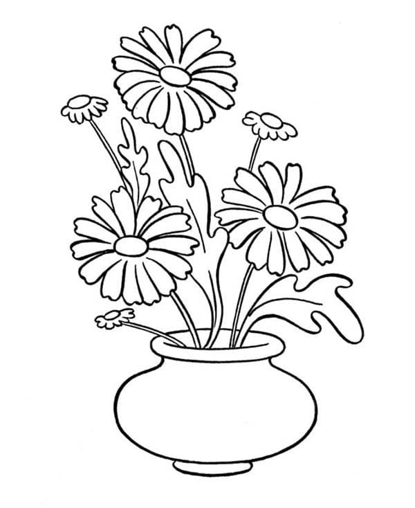 Vase With Flowers Sweet Coloring Page