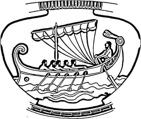 Vase With Ship Ornament Image Coloring Page