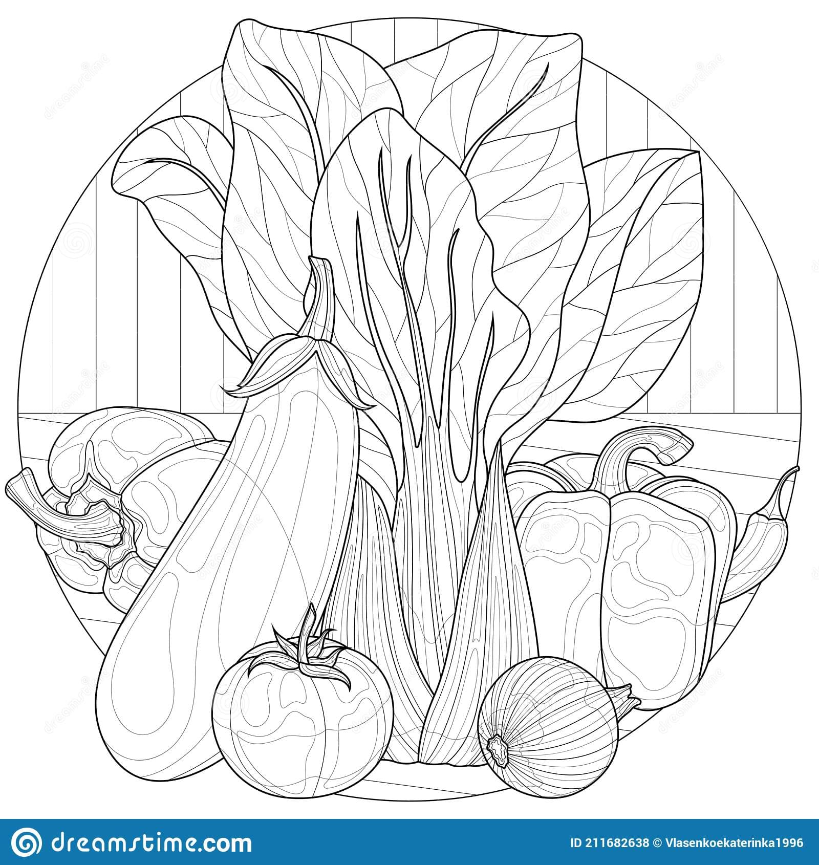 Vegetables. Cabbage, eggplant, peppers, Tomato And Onion Free Printable