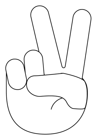 Victory Hand Emoji Image Coloring Page