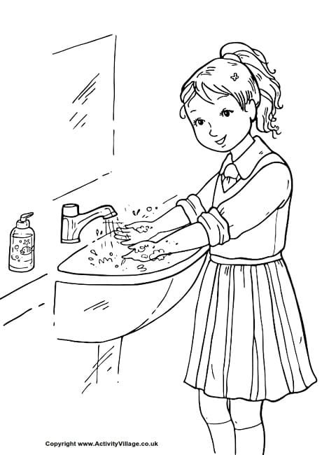 Wash Your Hands Image Coloring Page