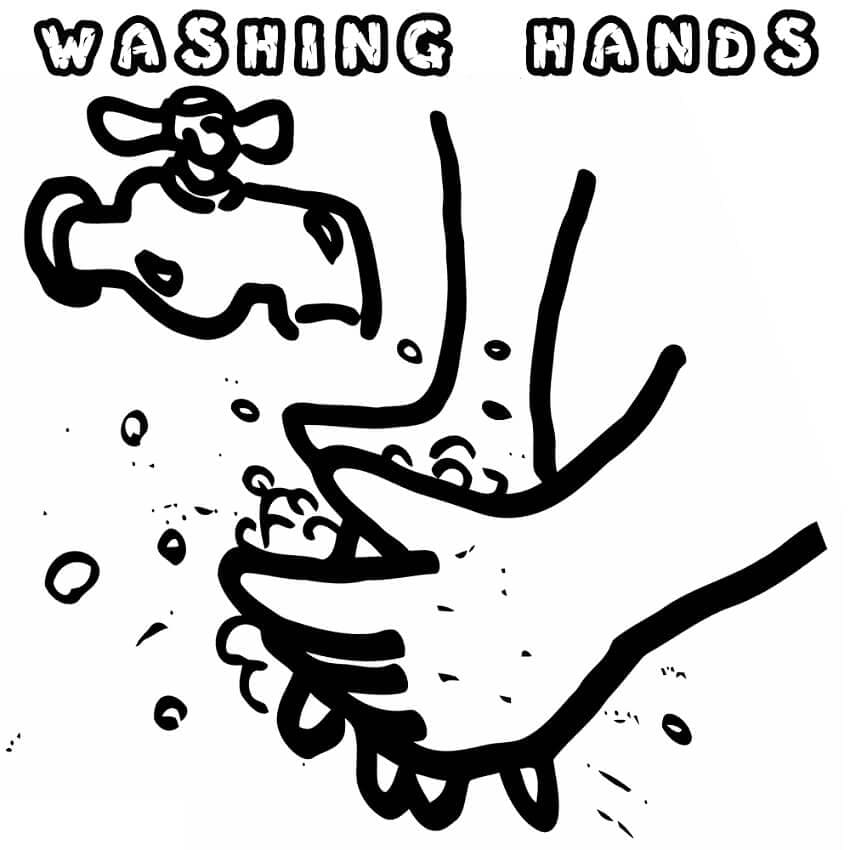 Washing Hands Image Coloring Page