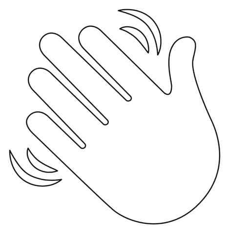 Waving Hand Emoji Image Coloring Page