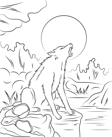 Werewolf Howling at the Moon Free Printable