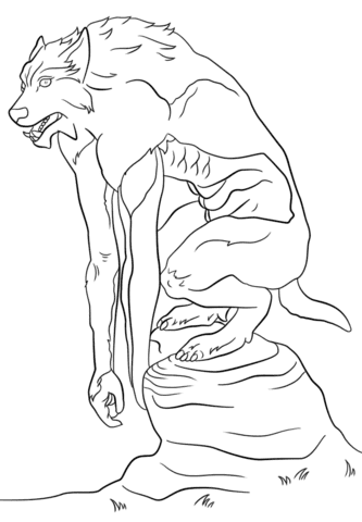 Werewolf Sitting on a Stone Free Image