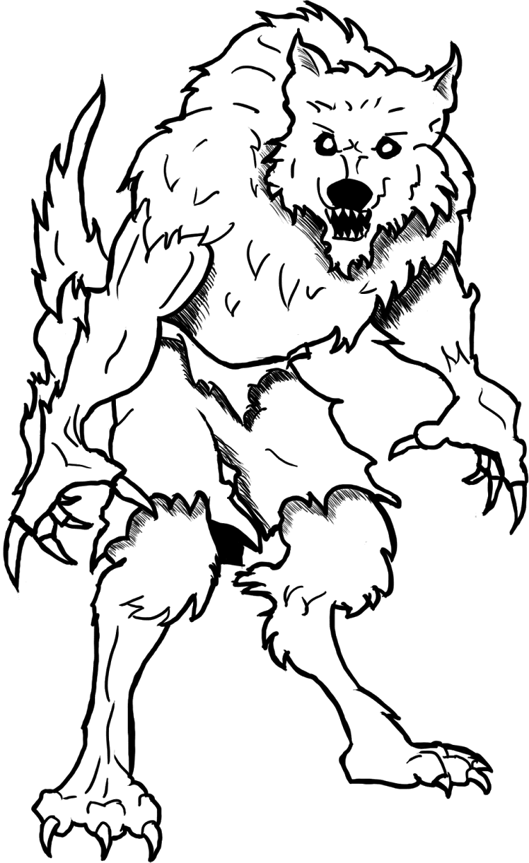 Werewolf and Moon Free Printable
