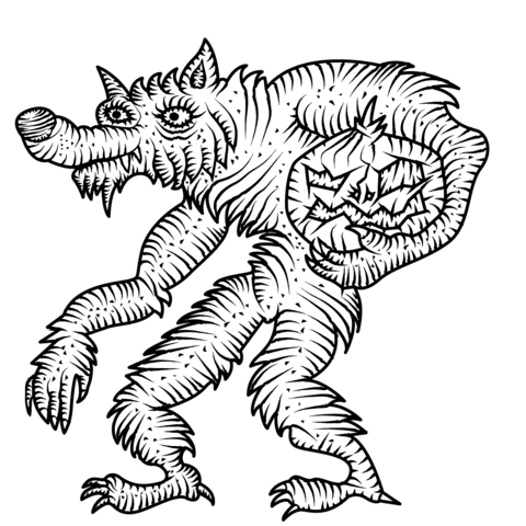 Werewolf with Jack-o’-Lantern Free Printable