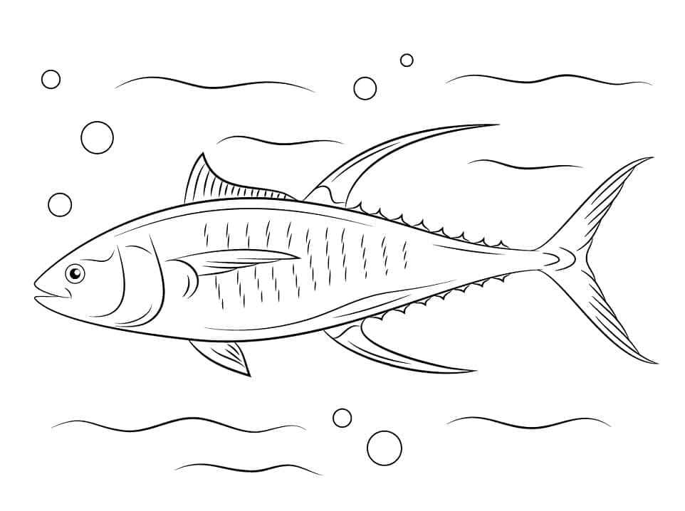 Yellowfin Tuna Fish Image Coloring Page