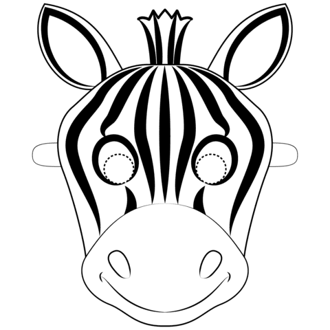 Zebra Mask Free Printable Coloring Page