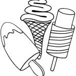 Three Different Ice Cream Coloring Page
