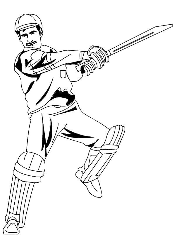 A Cricket Batsman Image Coloring Page