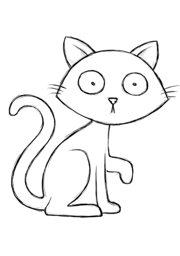 A Startled Halloween Cat Coloring Page