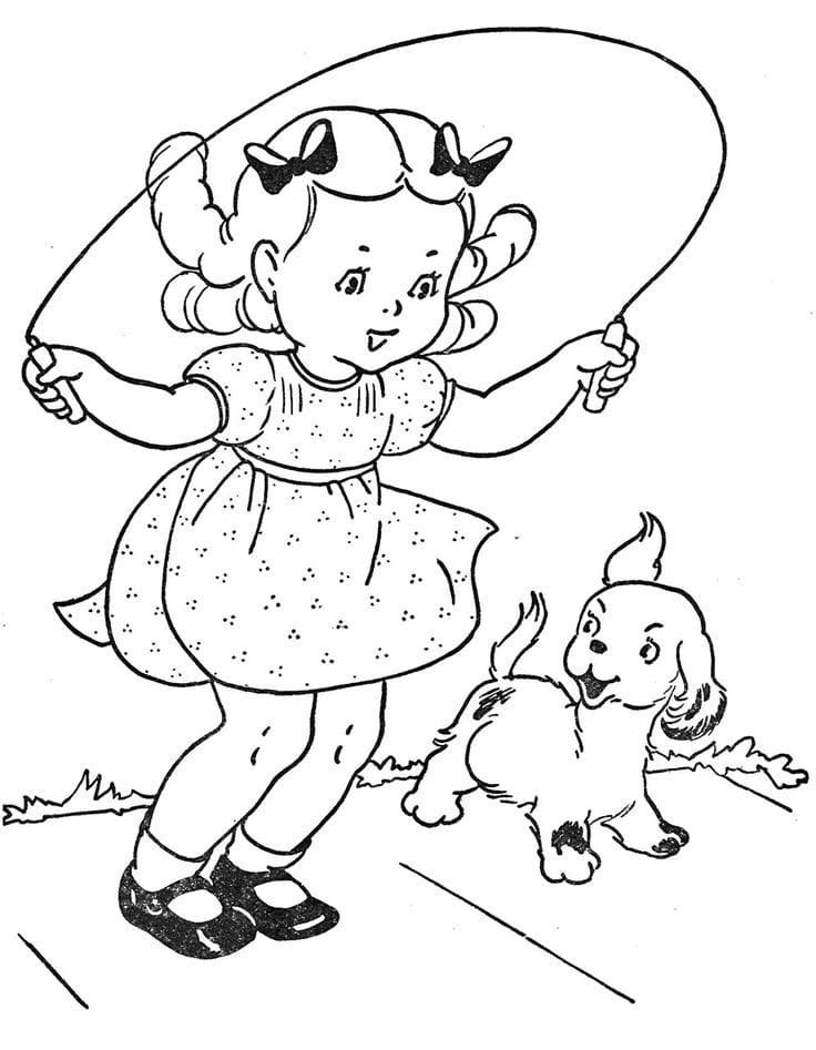 Adorable Jumping Rope Coloring Page