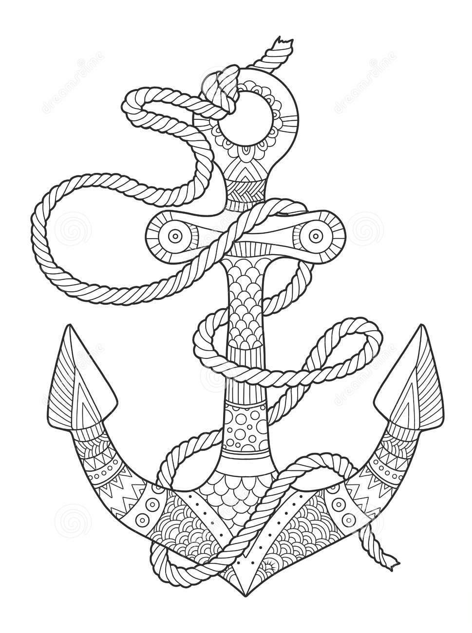 Anchor And Rope Coloring For Kids Coloring Page