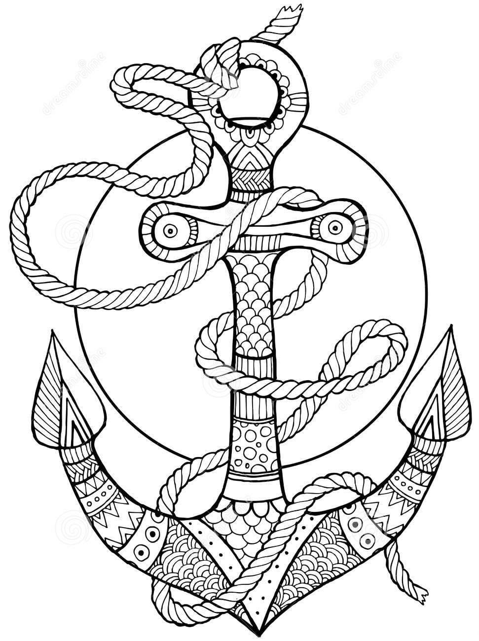 Anchor And Rope Coloring Image Coloring Page