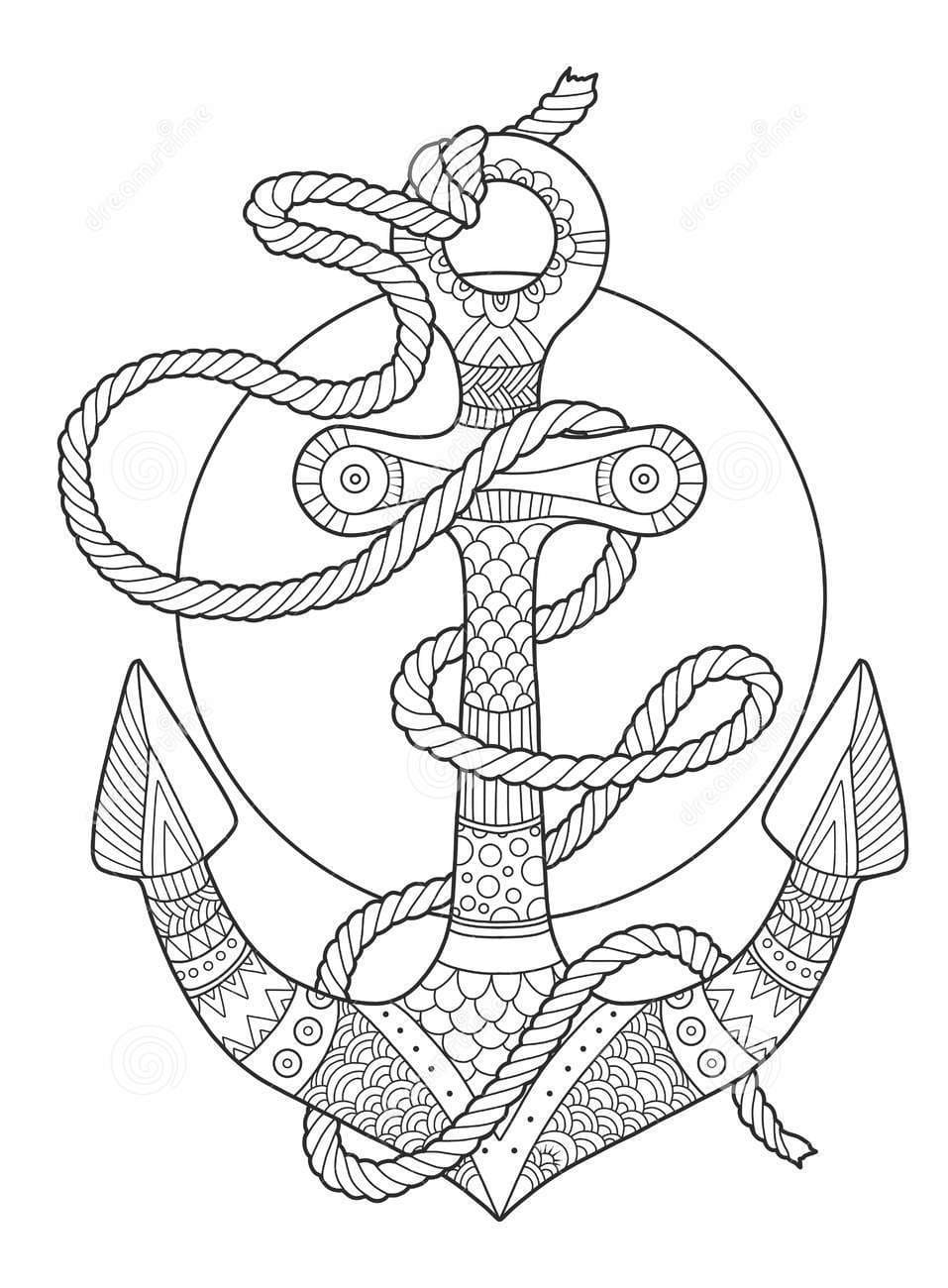 Anchor And Rope Picture Coloring Page