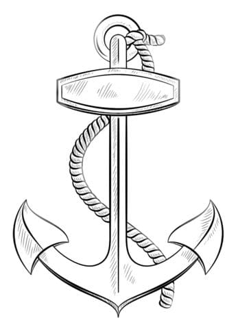 Anchor With Rope Image For Kids Coloring Page