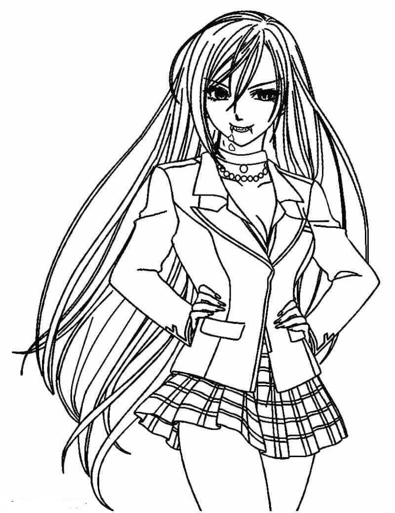 Anime Vampire For Kids Coloring Page