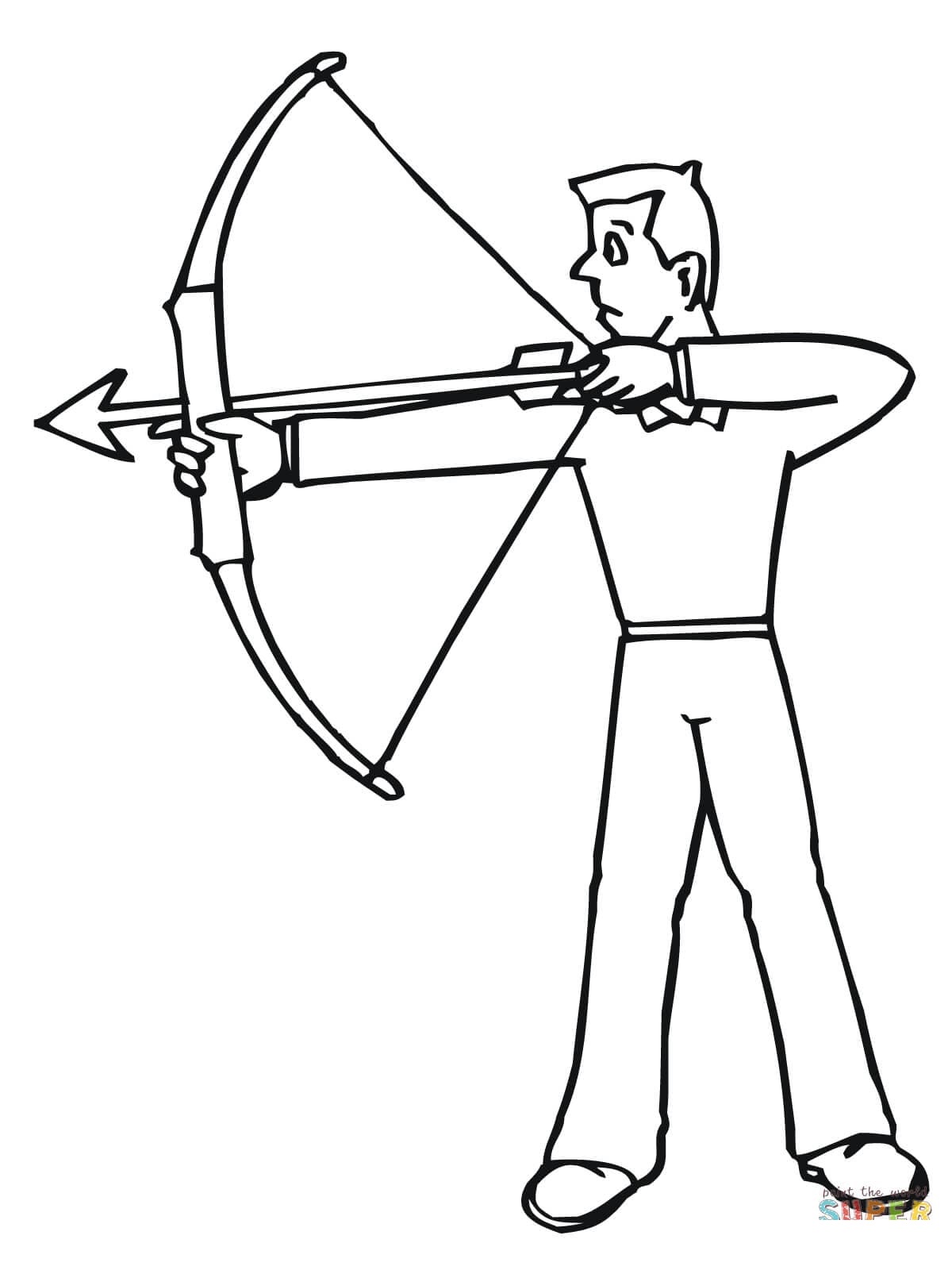 Archer Ready To Shoot Cute Coloring Page