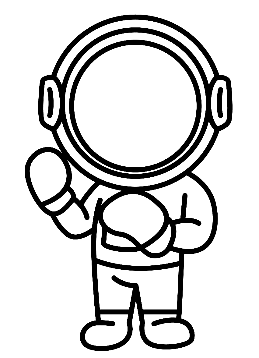 Astronaut Boxing Coloring Page