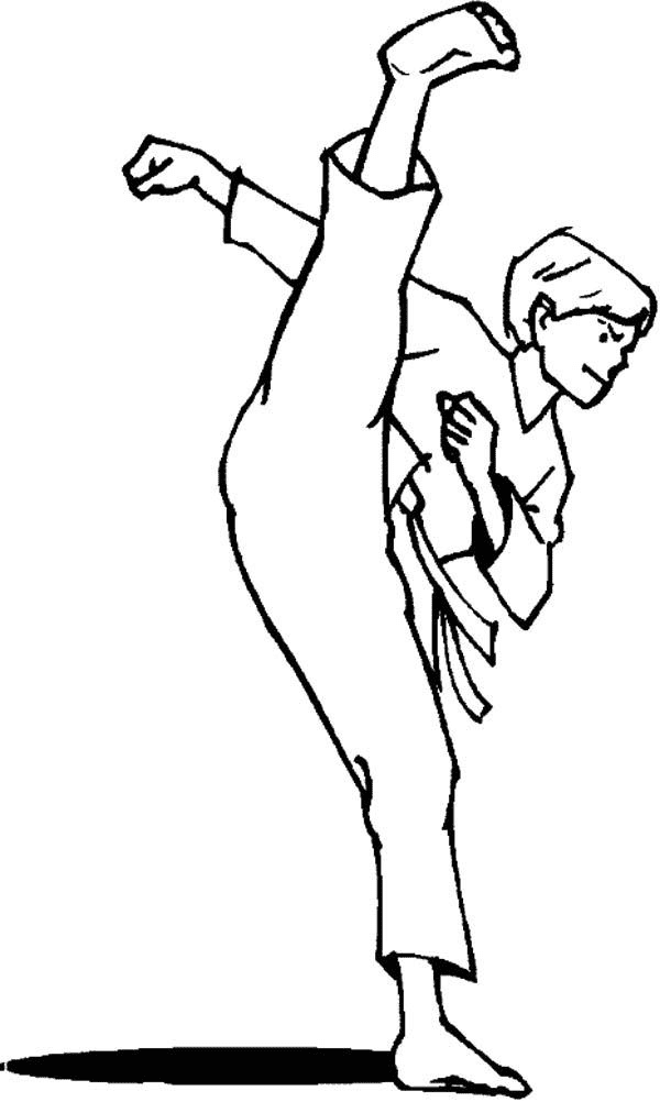 Awesome Kick From Karate Kid Coloring Page