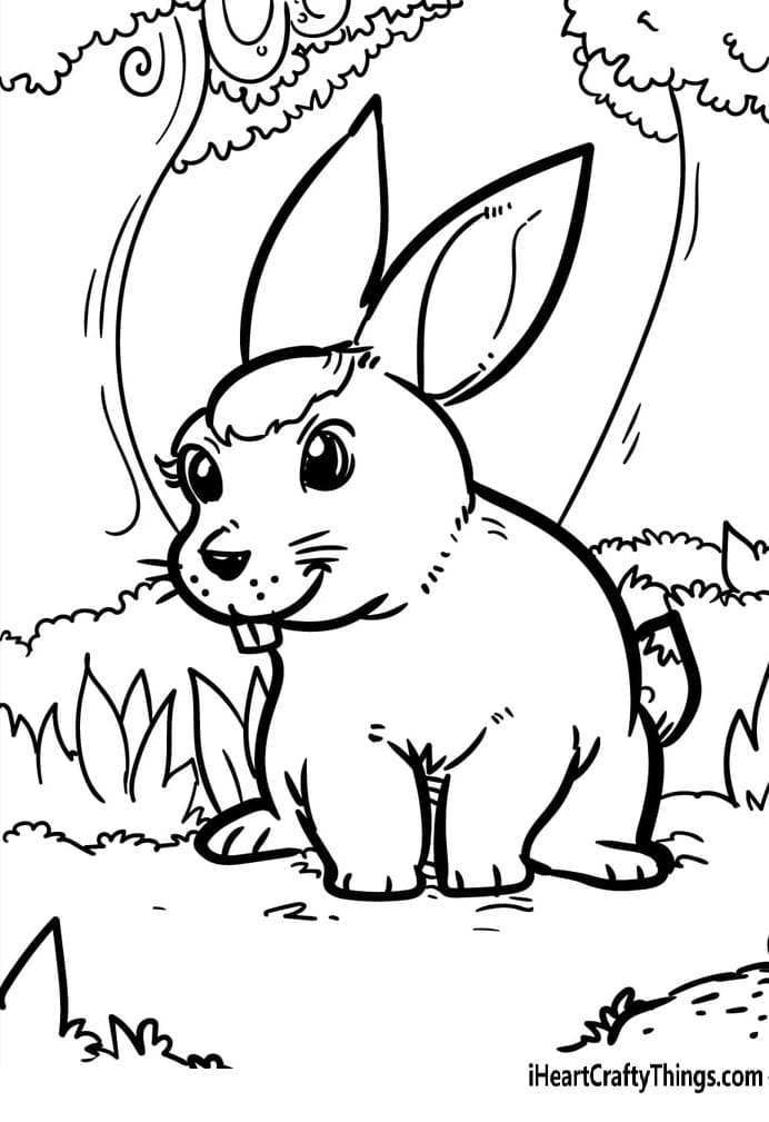 Baby Bunny Pretty Image Coloring Page