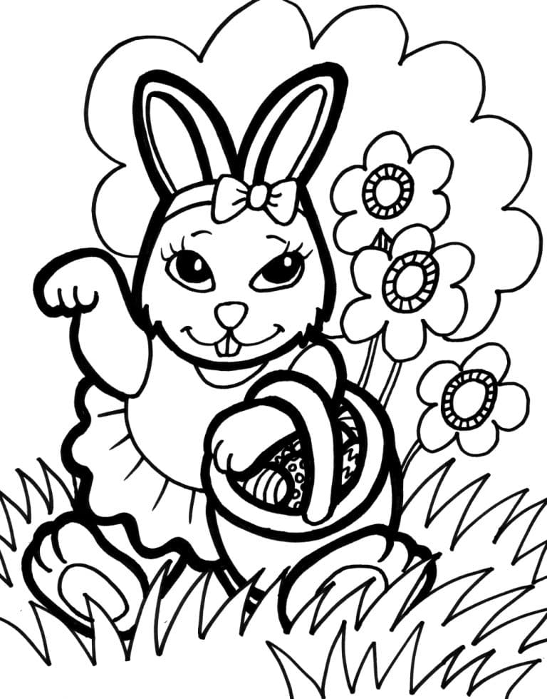 Baby Bunny Pretty Coloring Page