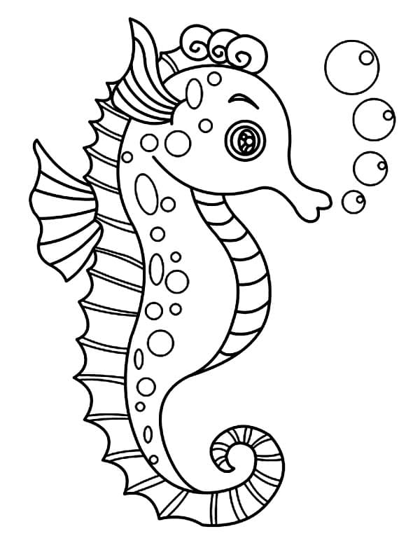 Baby Seahorse Painting Coloring Page