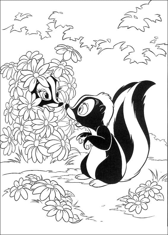 Badgers In The Flowers Cute Coloring Page