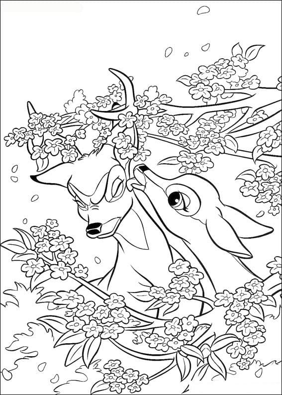 Bambi And Butterfly Cute Coloring Page