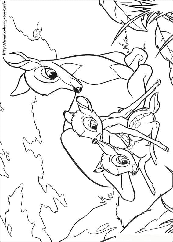 Bambi And Butterfly For Kids Coloring Page