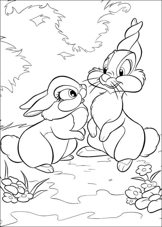 Bambi And Its Mom For Children Coloring Page