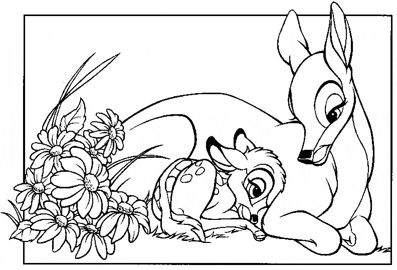 Bambi Drawing Coloring Page
