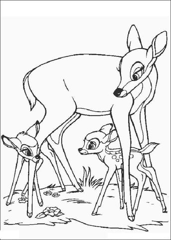 Bambi Faline And His Mom Coloring Page