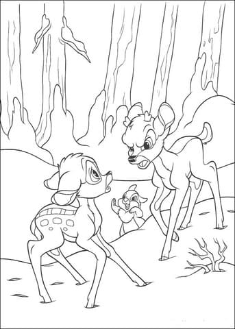 Bambi Faline And Thumper Coloring Page