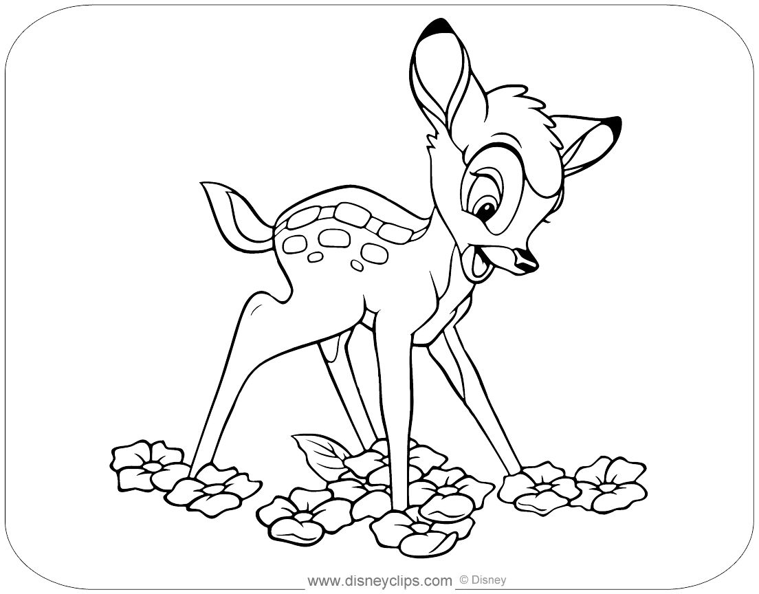 Bambi Flower Image Coloring Page