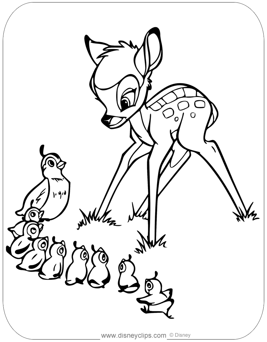 Bambi Flower Picture Coloring Page