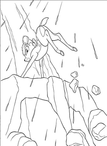 Bambi Is Climbing The Hill Image Coloring Page