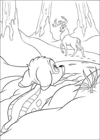 Bambi Is Looking For Roe Deer Coloring Page