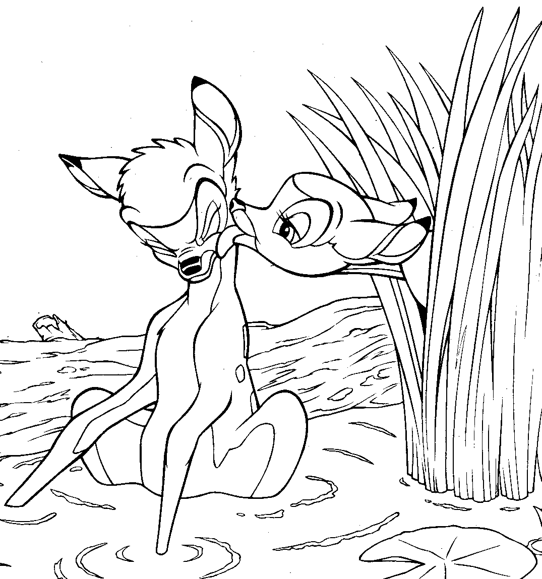 Bambi Kiss Coloring Page