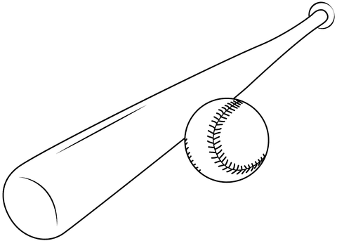 Baseball Bat And Ball Image Coloring Page