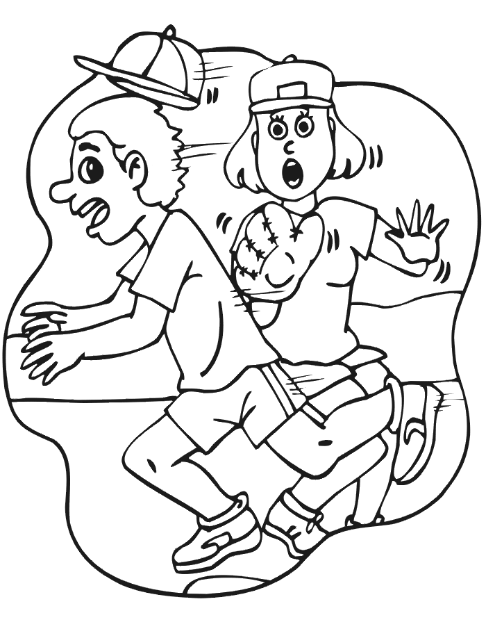 Baseball Cute For Kids Coloring Page