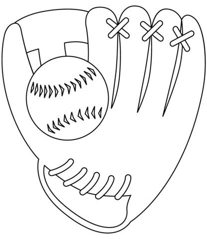 Baseball Glove For Kids Coloring Page