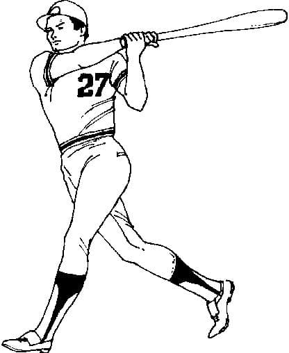 Baseball Player For Children Coloring Page