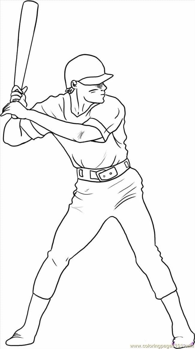 Baseball Player For Kids Image Coloring Page