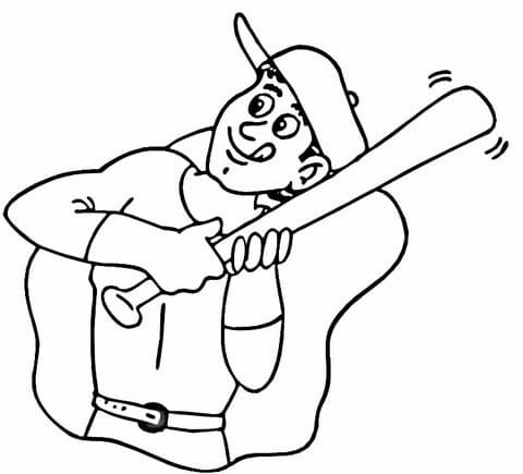 Baseball Player For Kids Coloring Page