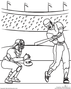 Baseball Player Image For Children Coloring Page