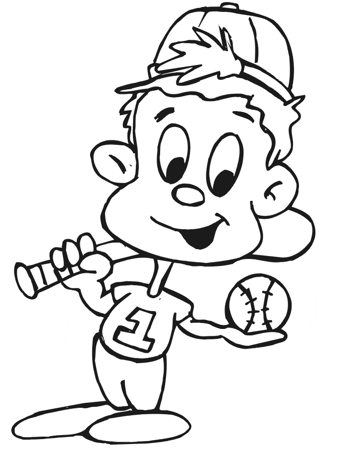 Baseball Player Image For Kids Coloring Page