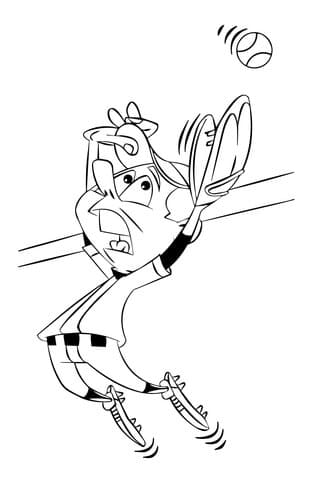 Baseball Player Jumping to Catch Ball Coloring Page