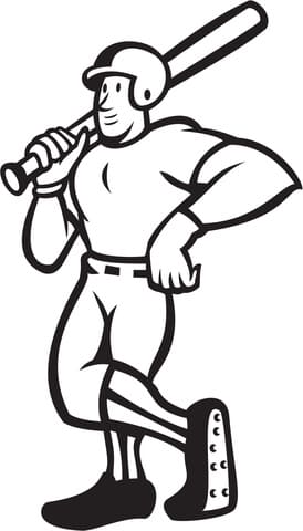 Baseball Player Standing Shield Coloring Page